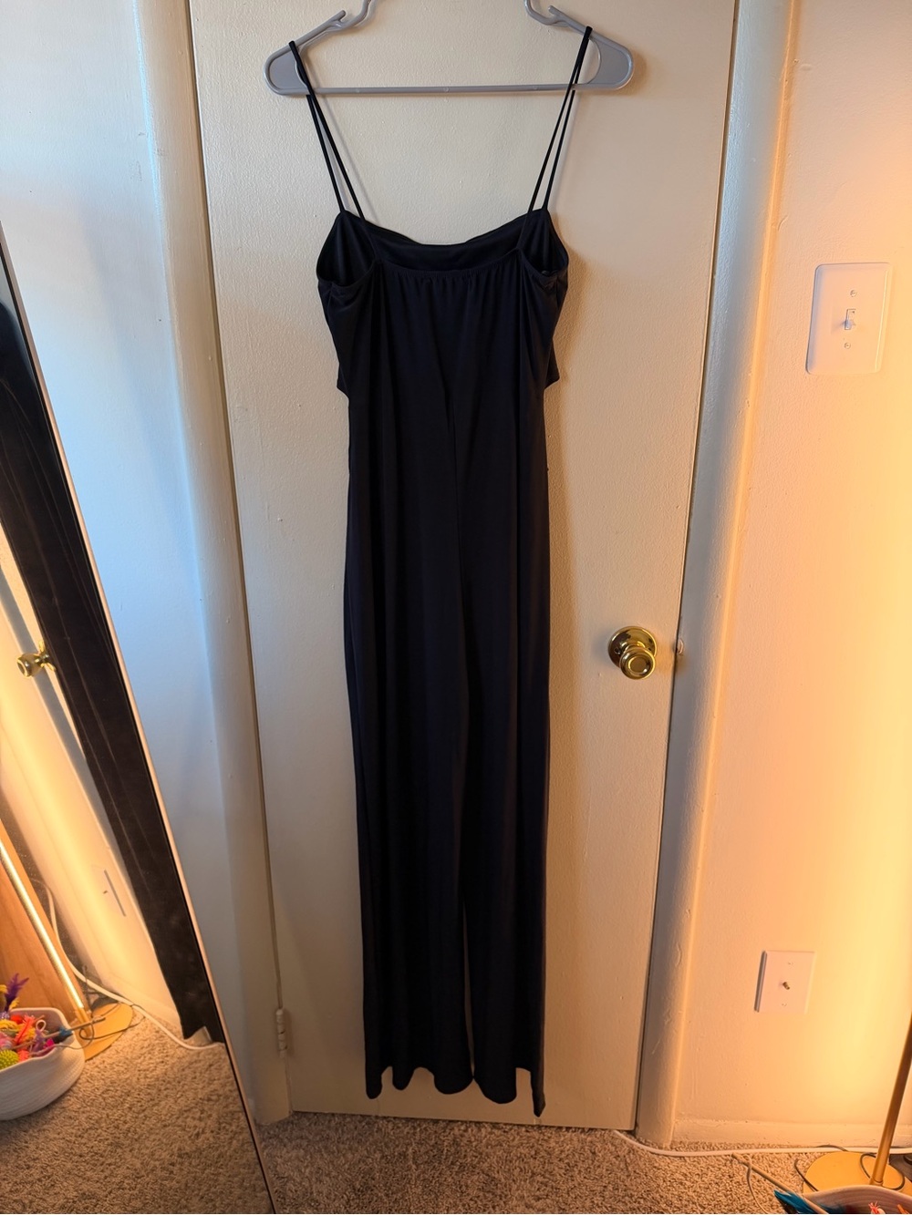 21 Saints Black Wide Leg Cowl Neck Jumpsuit Spaghetti Strap Pockets - Picture 5 of 8
